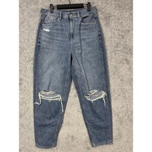 American Eagle Outfitters Relaxed Mom Jeans Womens 8 Blue High Rise Distressed
